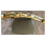 Pair of Gilded Lyre-Back Chairs & Green Damask Silk Upholstery