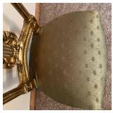 Pair of Gilded Lyre-Back Chairs & Green Damask Silk Upholstery