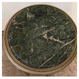 Round Green Marble Top Pedestal Table & Ornate Gilded Bronze Base