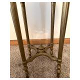 Round Green Marble Top Pedestal Table & Ornate Gilded Bronze Base