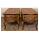 Pair of Oak Wood End Tables & French Provincial 2-Drawer