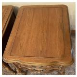 Pair of Oak Wood End Tables & French Provincial 2-Drawer