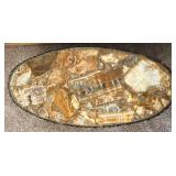 Oval Agate Mosaic Coffee Table & Ornate Legs
