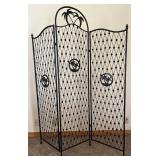 Three-Panel Black Iron Palm Tree Room Divider