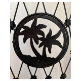 Three-Panel Black Iron Palm Tree Room Divider