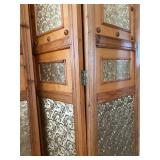 Panel Folding Screen Room Divider with Ornate Carved Crest