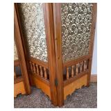 Panel Folding Screen Room Divider with Ornate Carved Crest