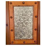 Panel Folding Screen Room Divider with Ornate Carved Crest