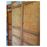 Panel Folding Screen Room Divider with Ornate Carved Crest