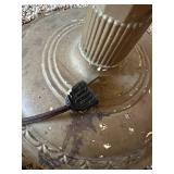 Tiffany-Style Floor Lamp with Amber Glass Shade with Brown Slag Glass Panels