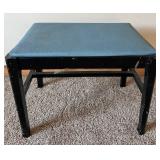 Padded Teal Vinyl Stool with Black Wood Frame