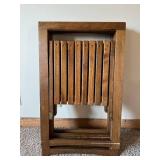 Set of 4 Wooden Folding Chairs with Slatted Seats