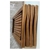 Set of 4 Wooden Folding Chairs with Slatted Seats