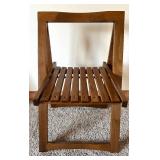 Set of 4 Wooden Folding Chairs with Slatted Seats
