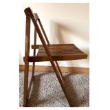 Set of 4 Wooden Folding Chairs with Slatted Seats
