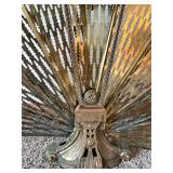 Vintage Brass Folding Parlor Screen - Art Nouveau Sunburst Fan