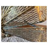 Vintage Brass Folding Parlor Screen - Art Nouveau Sunburst Fan