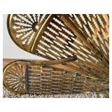 Vintage Brass Folding Parlor Screen - Art Nouveau Sunburst Fan