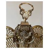 Vintage Brass Folding Parlor Screen - Art Nouveau Sunburst Fan