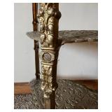 Pair of Ornate 3-Tier Brass Etagere Plant Stands FOR PARTS OR REPAIR