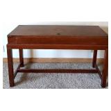 Vintage Campaign Desk with Lift-Top Storage & Brass Hardware