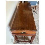 Vintage Campaign Desk with Lift-Top Storage & Brass Hardware