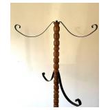 Coat Rack Stand with Wooden Turned Post & Curved Metal Arms on Casters