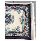 Capel Floral Border Area Rug - Cream Center Field with Blue & Pink Flowers