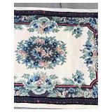 Capel Floral Border Area Rug - Cream Center Field with Blue & Pink Flowers