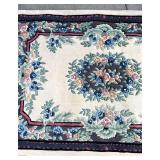 Capel Floral Border Area Rug - Cream Center Field with Blue & Pink Flowers