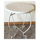 Round Marble Top Table & Wrought Iron Scroll Leg Base