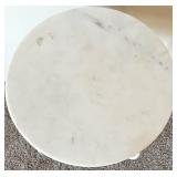 Round Marble Top Table & Wrought Iron Scroll Leg Base