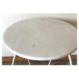 Round Marble Top Table & Wrought Iron Scroll Leg Base