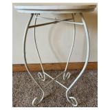 Round Marble Top Table & Wrought Iron Scroll Leg Base