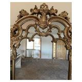 Baroque-Style Gilded Console Mirror with Ornate Carved Frame
