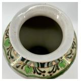 Pair of Vintage Asian Porcelain Vases with Peacock and Floral Motif