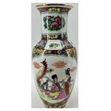 Pair of Hand-Painted Chinese Porcelain Vases with Gilded Accents