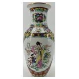 Pair of Hand-Painted Chinese Porcelain Vases with Gilded Accents