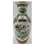 Pair of Hand-Painted Chinese Porcelain Vases with Gilded Accents