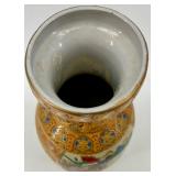 Set of 3 - Decorative Satsuma-Style Vases and Ginger Jar with Peacock and Floral Motif