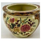 Lot of 3 - Hand-Painted Asian Ceramic Vases and Bowls/Flower Pots with Floral Design