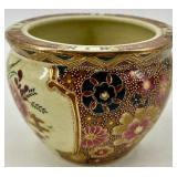 Lot of 3 - Hand-Painted Asian Ceramic Vases and Bowls/Flower Pots with Floral Design