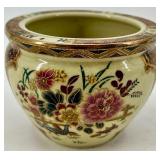 Lot of 3 - Hand-Painted Asian Ceramic Vases and Bowls/Flower Pots with Floral Design