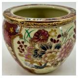 Lot of 3 - Hand-Painted Asian Ceramic Vases and Bowls/Flower Pots with Floral Design