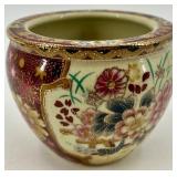 Lot of 3 - Hand-Painted Asian Ceramic Vases and Bowls/Flower Pots with Floral Design