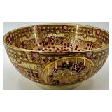 Decorative Chinese Style Porcelain Vase and Bowl Set with Gold and Floral Accents