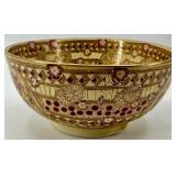 Decorative Chinese Style Porcelain Vase and Bowl Set with Gold and Floral Accents