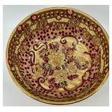 Decorative Chinese Style Porcelain Vase and Bowl Set with Gold and Floral Accents