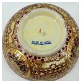 Decorative Chinese Style Porcelain Vase and Bowl Set with Gold and Floral Accents