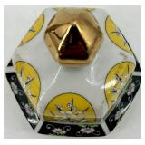 Set of 2 - Asian-Style Porcelain Vase and Ginger Jar with Floral and Bird Motifs